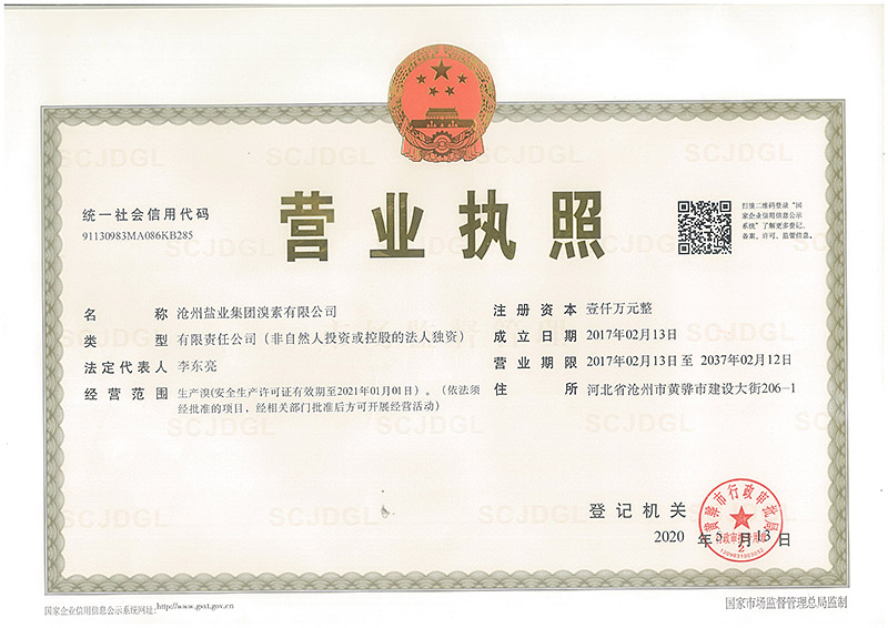 溴素公司營(yíng)業(yè)執(zhí)照